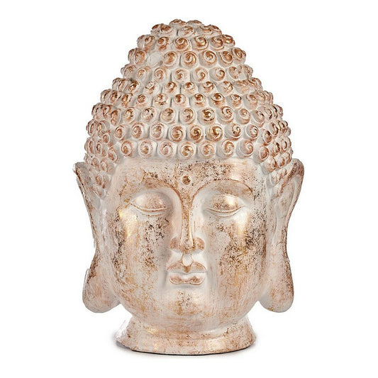 Dekorativ hagefigur Buddha Hode Hvit/Gull Polyresin (31,5 x 50,5 x 35 cm)