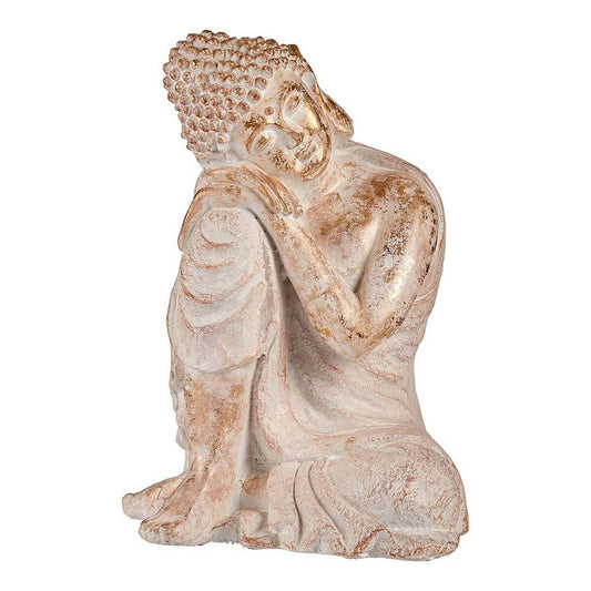 Dekorativ hagefigur Buddha Hvit/Gull Polyresin (35,5 x 54,5 x 42 cm)