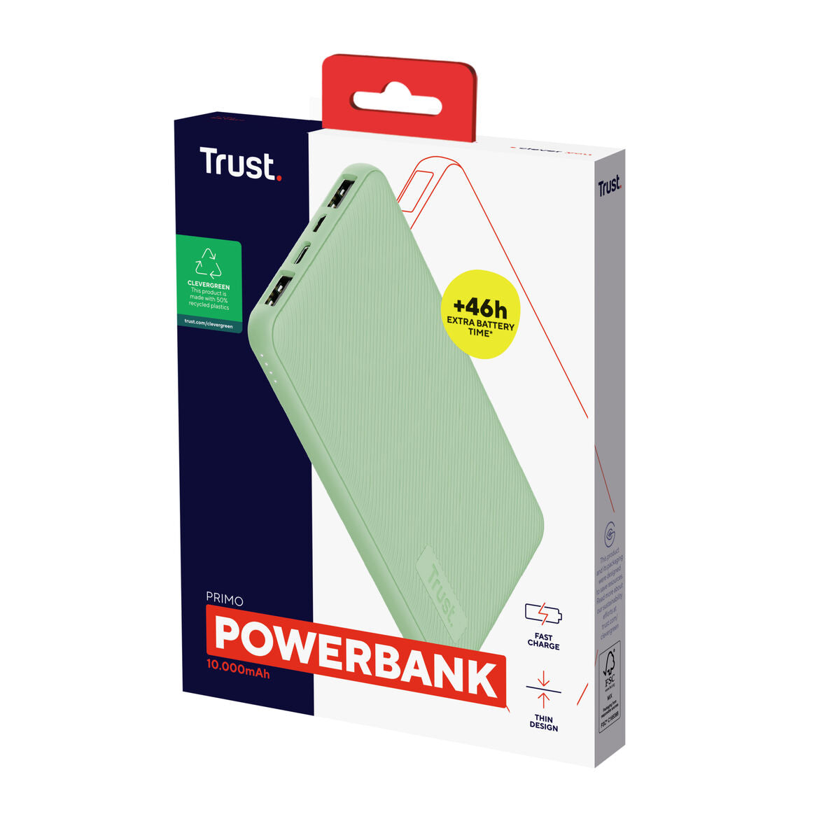 Powerbank Trust 25029 Grønn 10000 mAh (1 enheter)