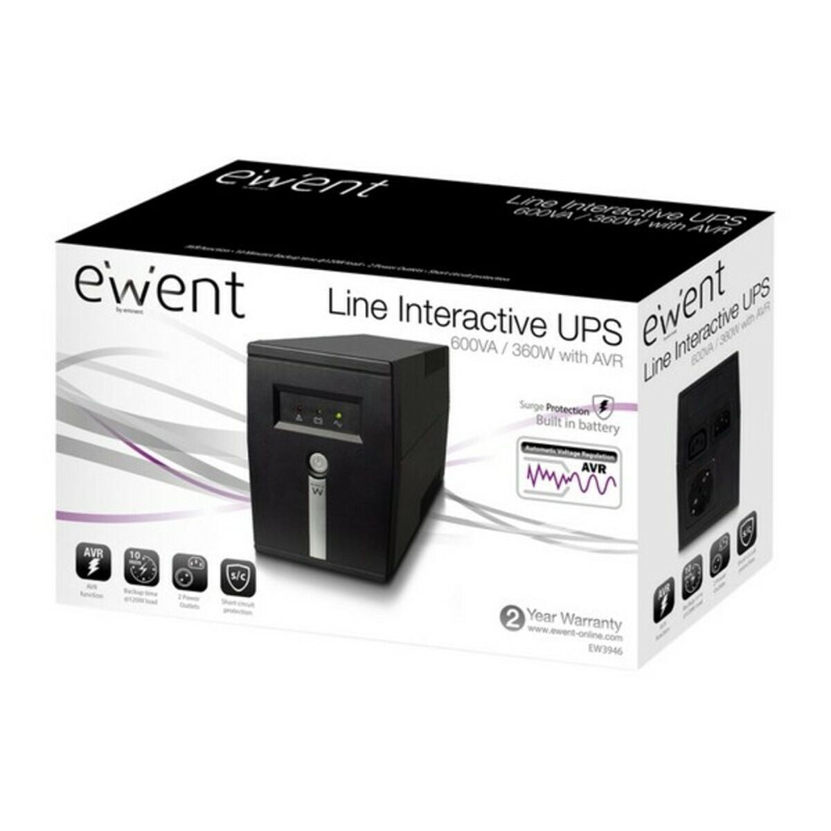 Interaktiv UPS Ewent EW3946 360W Svart