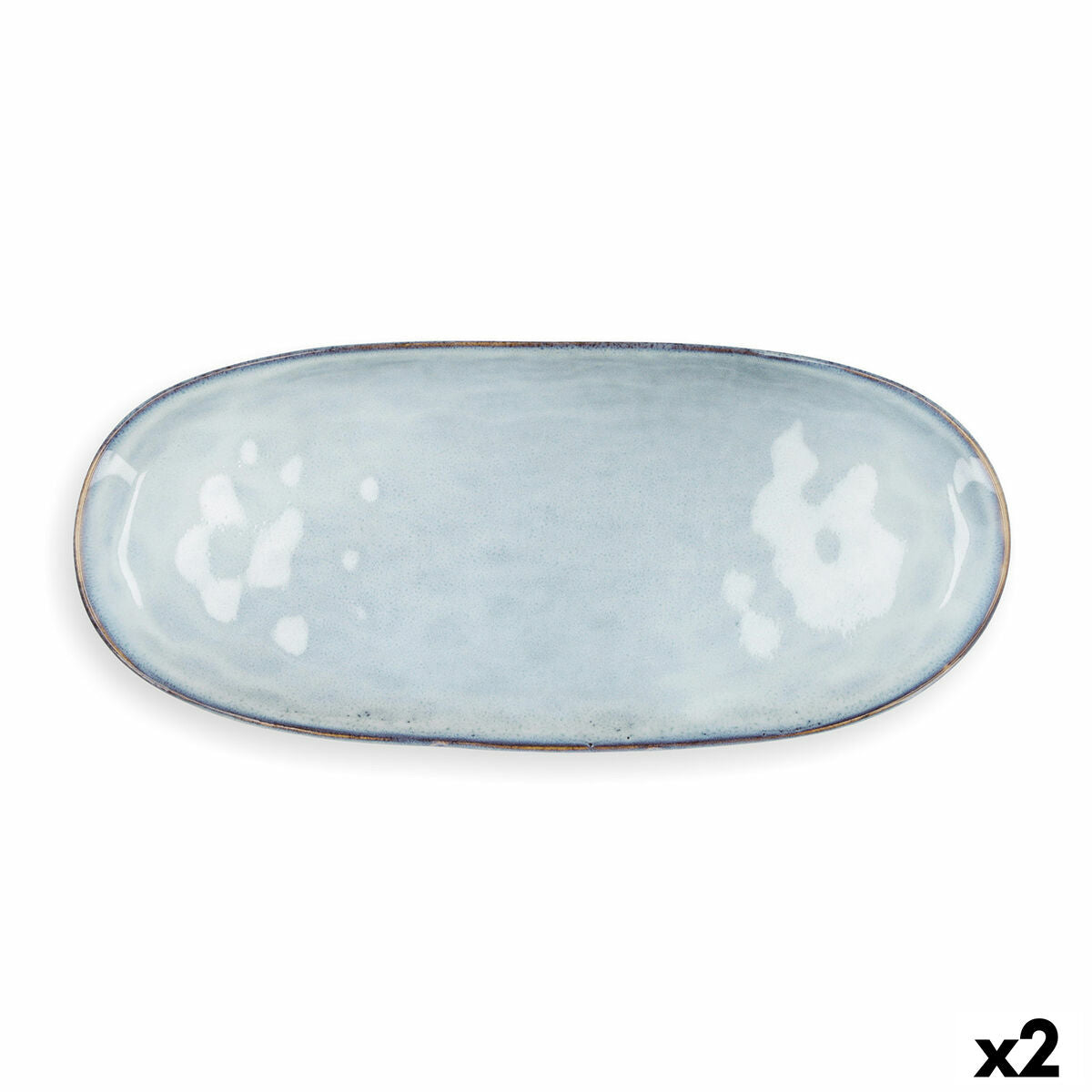 Serveringsfat Quid Boreal Keramikk Blå (36 x 16 cm) (Pack 2x)