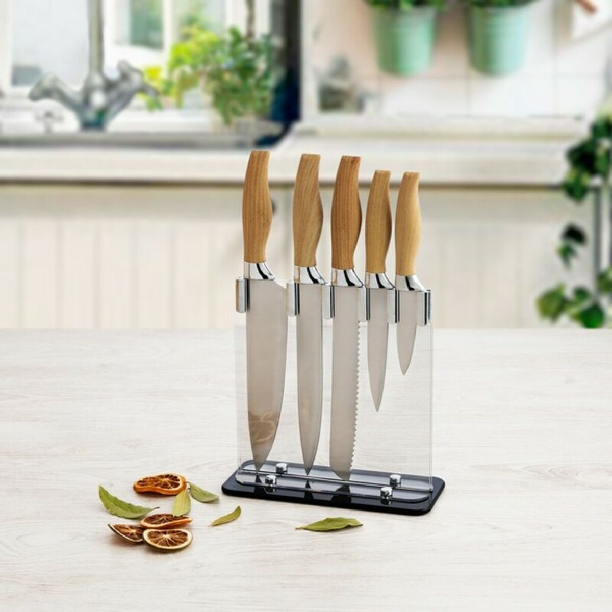 Sett med Kjøkkenkniver og Stativ Quid Baobab (5 pcs)
