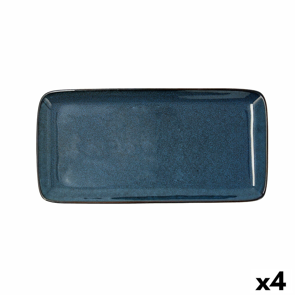 Serveringsfat Bidasoa Ikonic Keramikk Blå (28 x 14 cm) (Pack 4x)