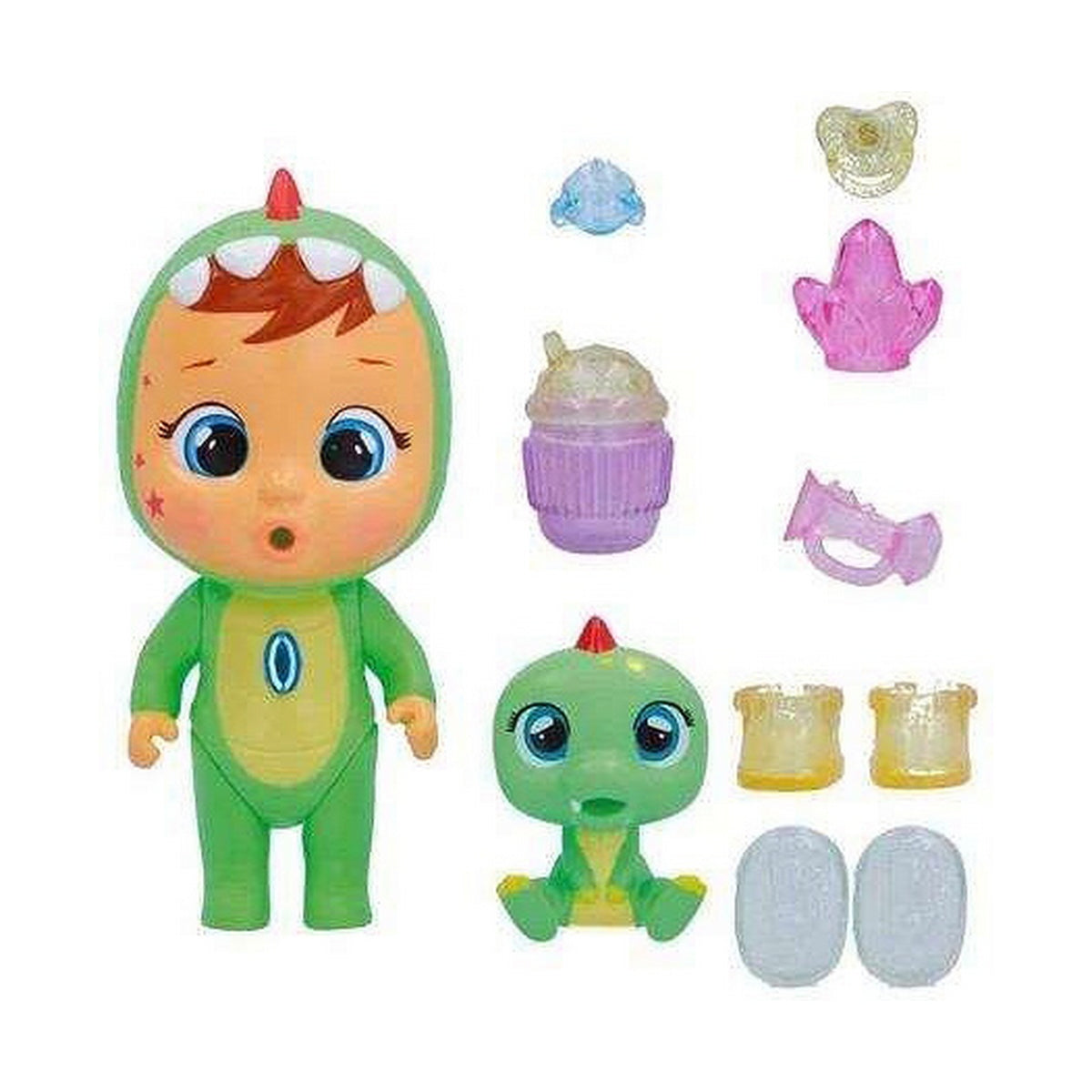 Babydukke med Tilbehør Cry Babies Magic Tears Dinos 12 Deler 8 enheter