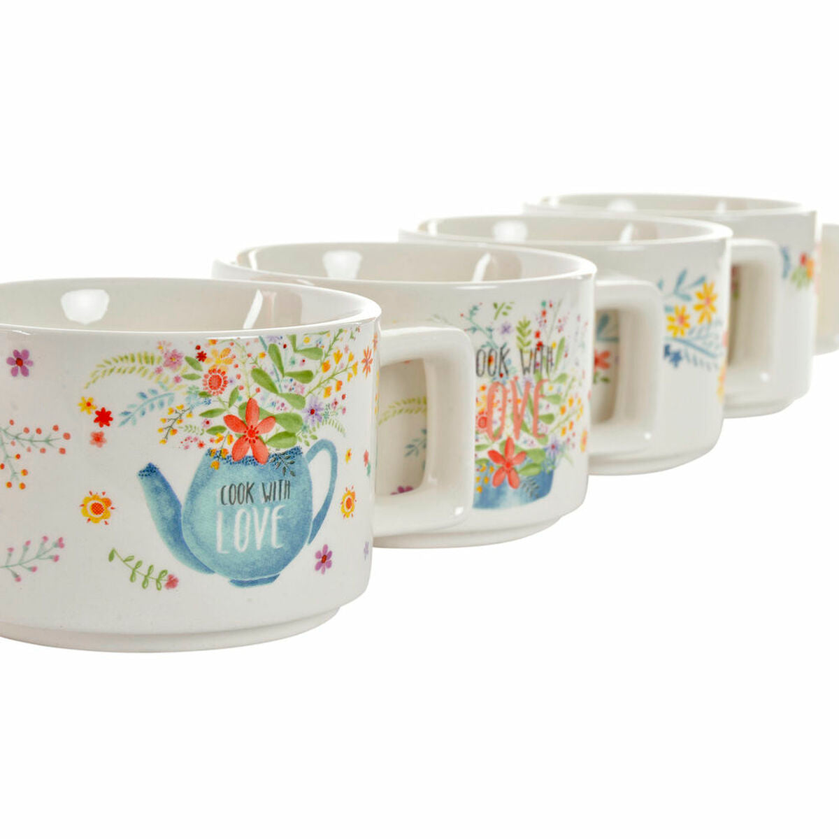 Delers Kaffekoppsett DKD Home Decor Metall Bambus Dolomite (260 ml) (4 pcs)