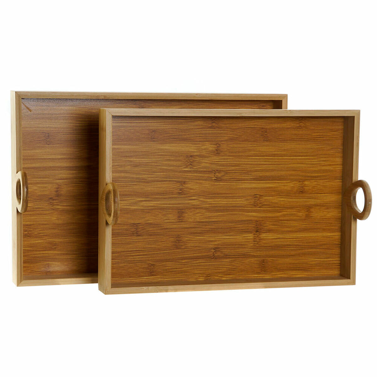 Sett med brett DKD Home Decor Naturell Bambus (45 x 30.5 x 10.5 cm) (41.5 x 28.4 x 10.5 cm) (2 pcs)