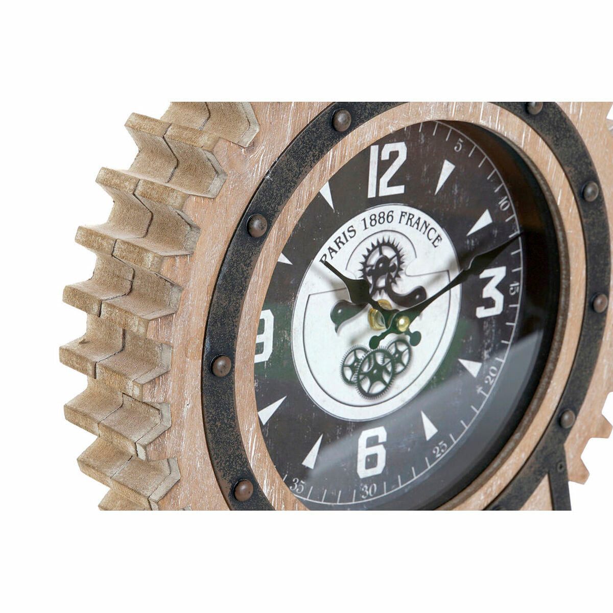 Pöytäkello DKD Home Decor 30,5 x 12 x 31 cm Svart Metall Hvit Vintage Tre MDF (2 enheter)