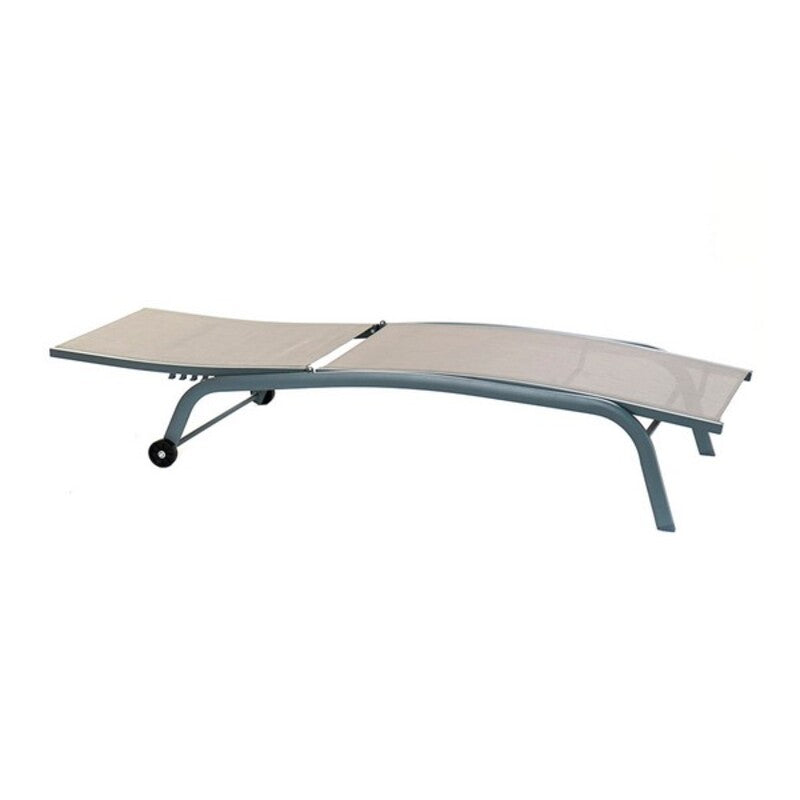 Aurinkotuoli DKD Home Decor Med hjul Grå PVC Aluminium (187,5 x 64 x 97 cm)
