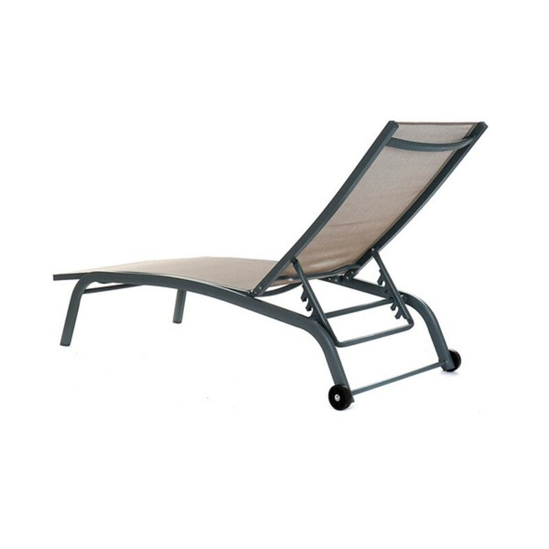Aurinkotuoli DKD Home Decor Med hjul Grå PVC Aluminium (187,5 x 64 x 97 cm)