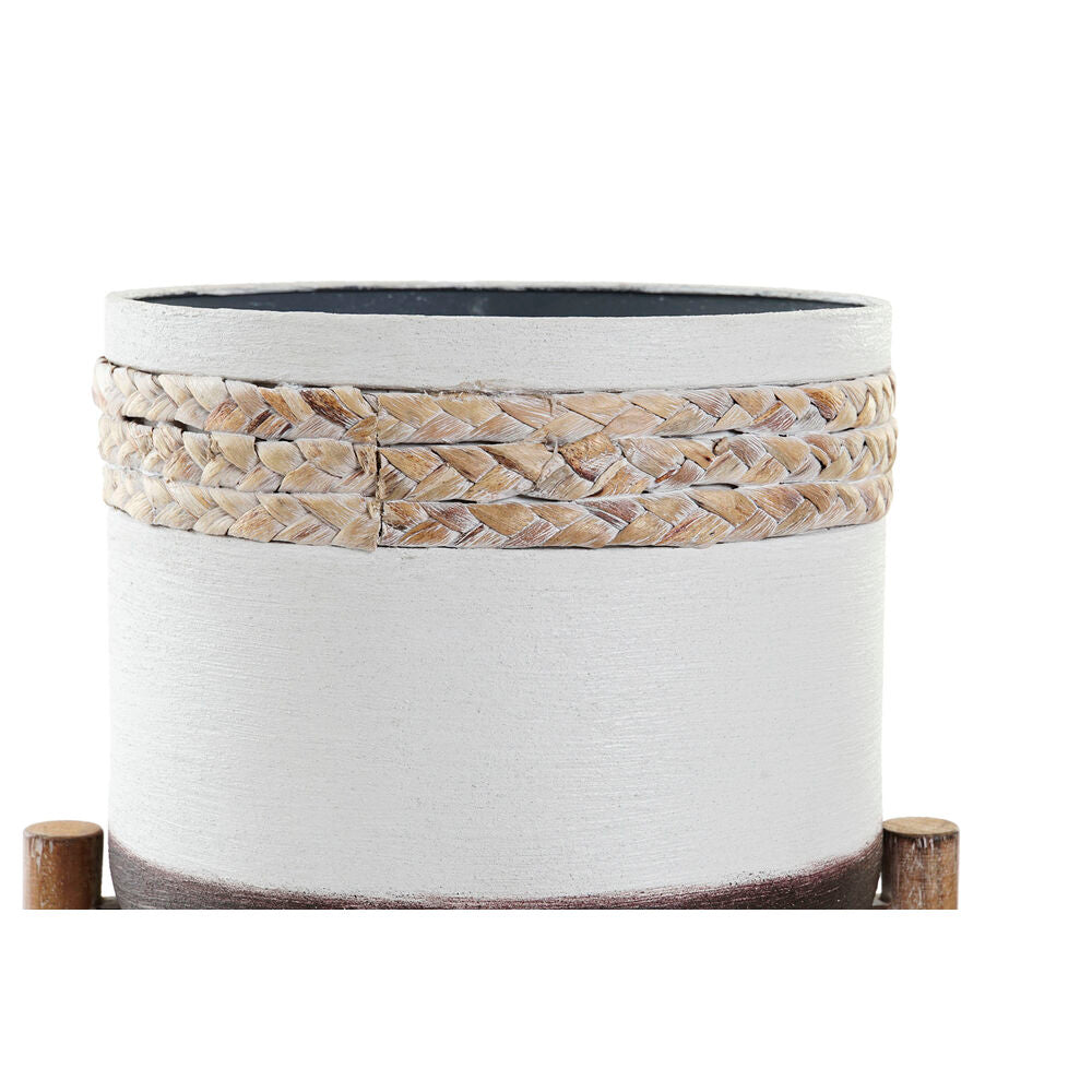 Grytesett  DKD Home Decor Grå Metall Tre Brun Hvit (24,5 x 24,5 x 27,5 cm)