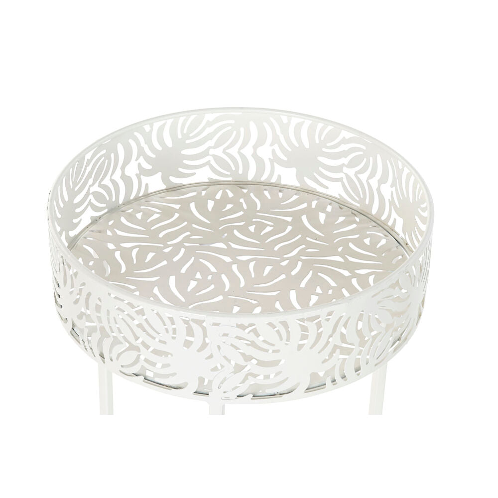 Grytesett  DKD Home Decor Metall Hvit Tropisk Blad av plante (30 x 30 x 70 cm)