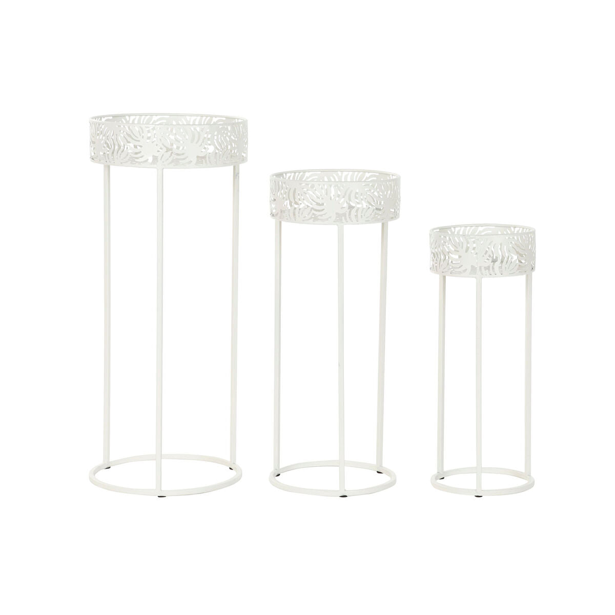 Grytesett  DKD Home Decor Metall Hvit Tropisk Blad av plante (30 x 30 x 70 cm)