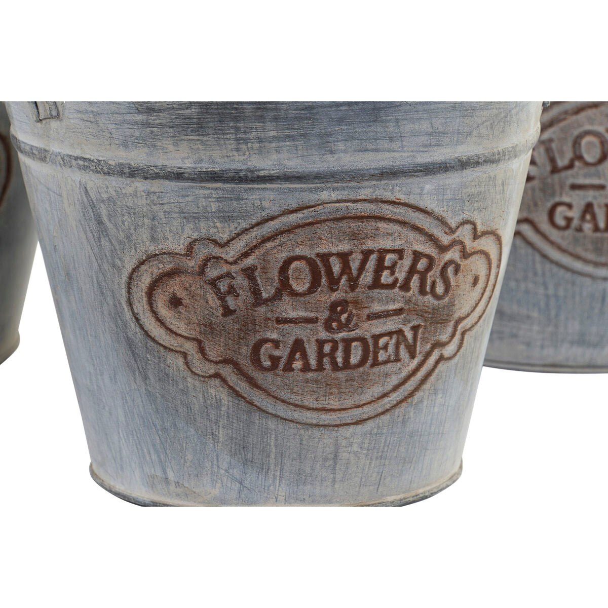 Grytesett  DKD Home Decor Grå Metall Brun Shabby Chic (32 x 31 x 30 cm)