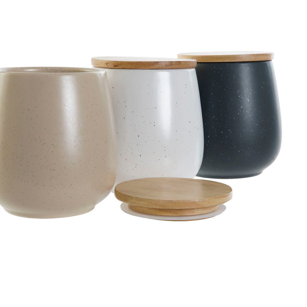 Boks DKD Home Decor Gummitre Steintøy (3 pcs) (10 x 10 x 13 cm)