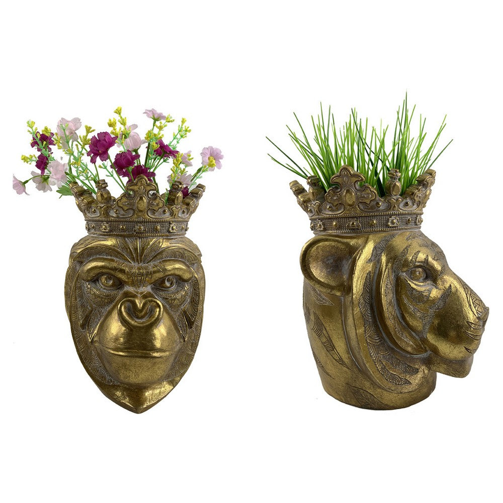 Planter DKD Home Decor Gyllen Harpiks (21 x 22.5 x 25.5 cm) (2 pcs)
