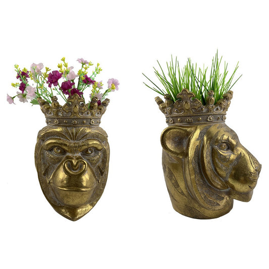 Planter DKD Home Decor Gyllen Harpiks (21 x 22.5 x 25.5 cm) (2 pcs)