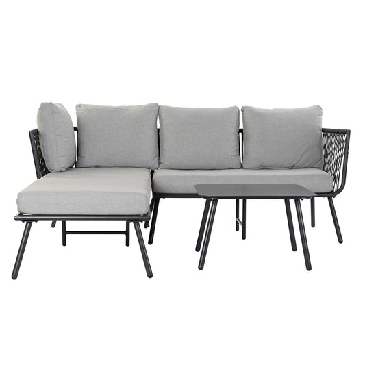 Hagesofa DKD Home Decor Svart Polyester Tau Aluminium (192 x 163 x 86 cm)