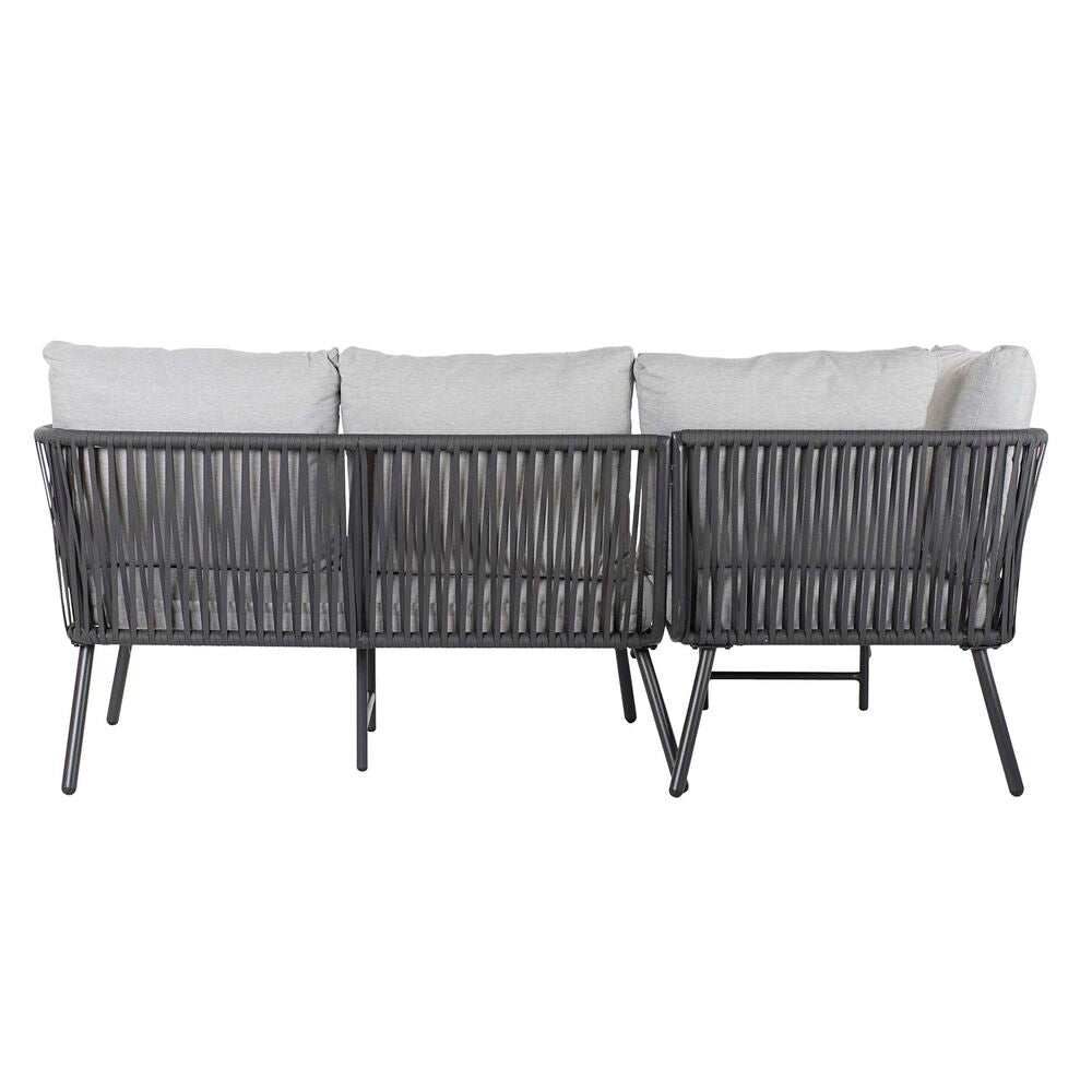Hagesofa DKD Home Decor Svart Polyester Tau Aluminium (192 x 163 x 86 cm)