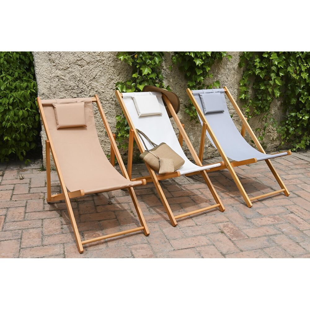 Aurinkotuoli DKD Home Decor Brun Naturell Polyester MDF (57,5 x 113 x 77 cm)