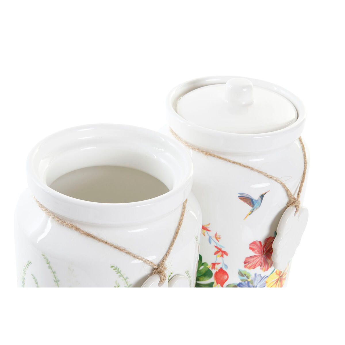 Boks DKD Home Decor Hagen Flerfarget Tropisk Dolomite (2,3 L) (2 enheter)