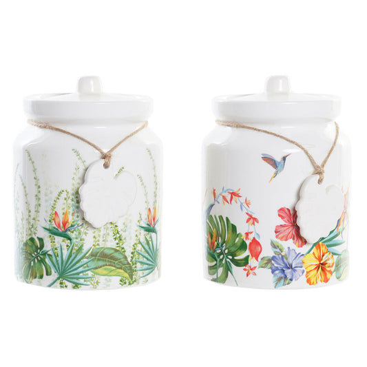 Boks DKD Home Decor Hagen Flerfarget Tropisk Dolomite (2,3 L) (2 enheter)