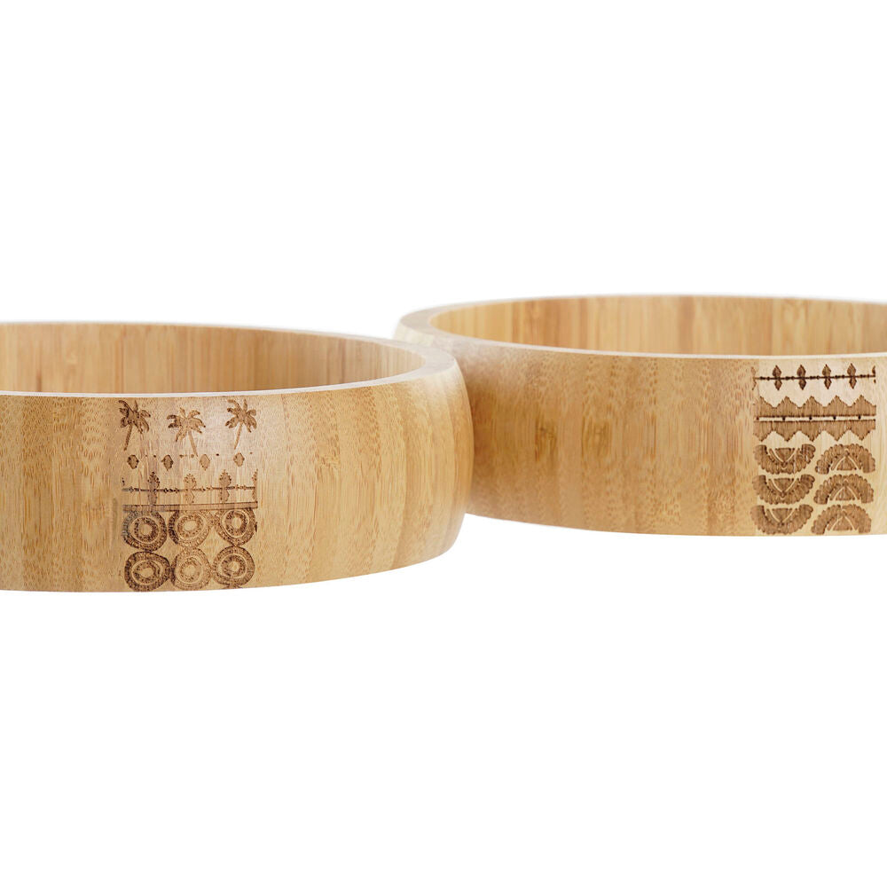 Salatbolle DKD Home Decor Naturell Bambus (20 x 20 x 5 cm) (2 enheter)