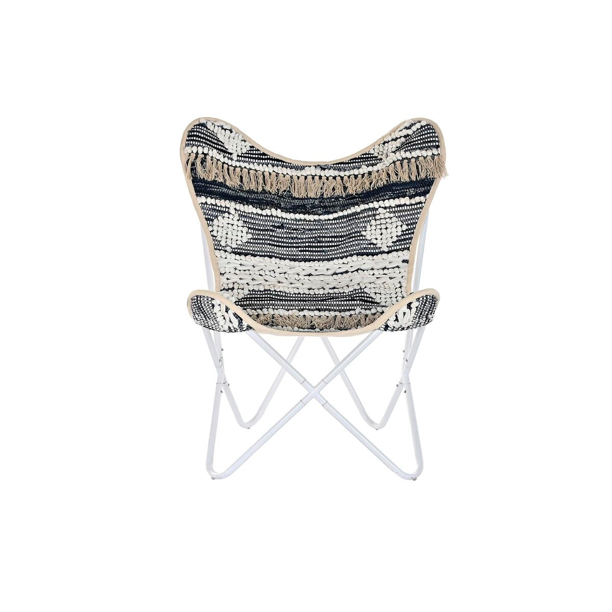 Puutarhatuoli DKD Home Decor Svart Bomull Hvit Jern (74 x 65 x 90 cm)