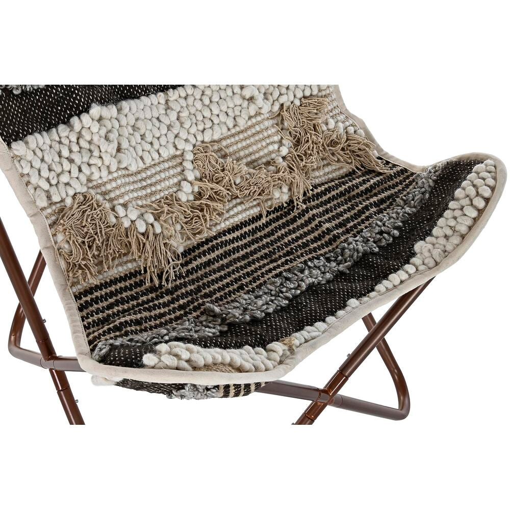 Puutarhatuoli DKD Home Decor Svart Brun Bomull Jern (74 x 65 x 90 cm)