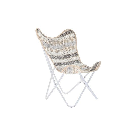 Puutarhatuoli DKD Home Decor Grå Bomull Hvit Jern (74 x 65 x 90 cm)