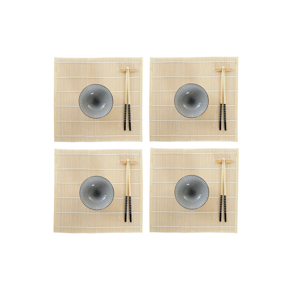 Sushisett DKD Home Decor Svart Bambus Steintøy (14,5 x 14,5 x 31 cm)