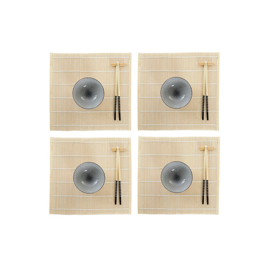 Sushisett DKD Home Decor Svart Bambus Steintøy (14,5 x 14,5 x 31 cm)