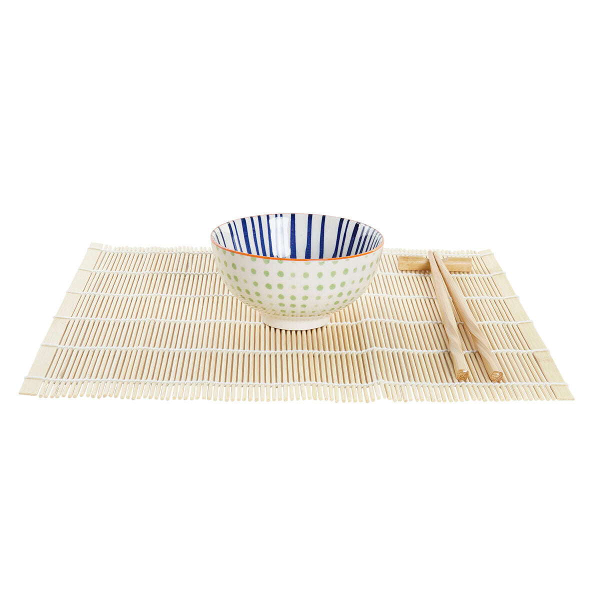 Sushisett DKD Home Decor Blå Hvit Bambus Steintøy (14,5 x 14,5 x 31 cm)