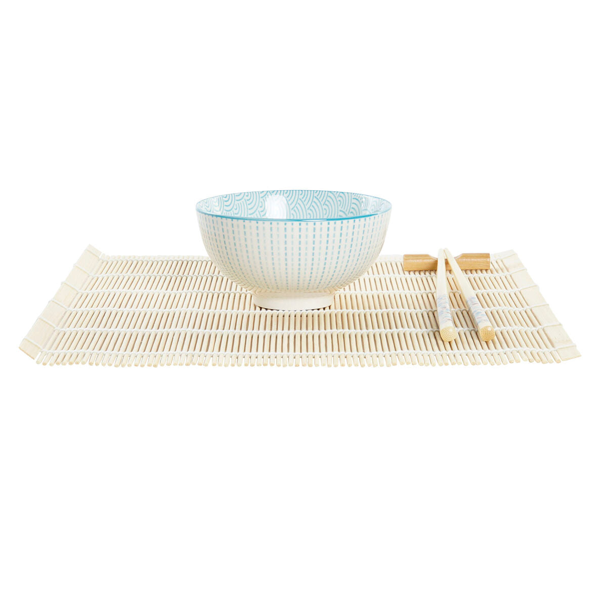 Sushisett DKD Home Decor Blå Hvit Bambus Steintøy (14,5 x 14,5 x 31 cm)