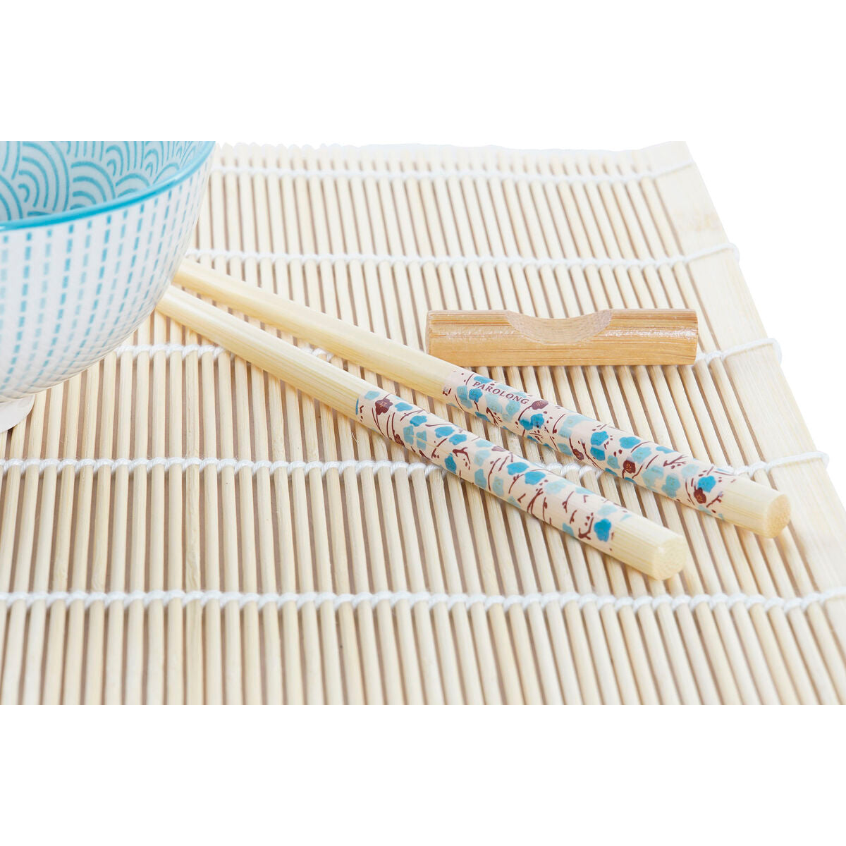 Sushisett DKD Home Decor Blå Hvit Bambus Steintøy (14,5 x 14,5 x 31 cm)