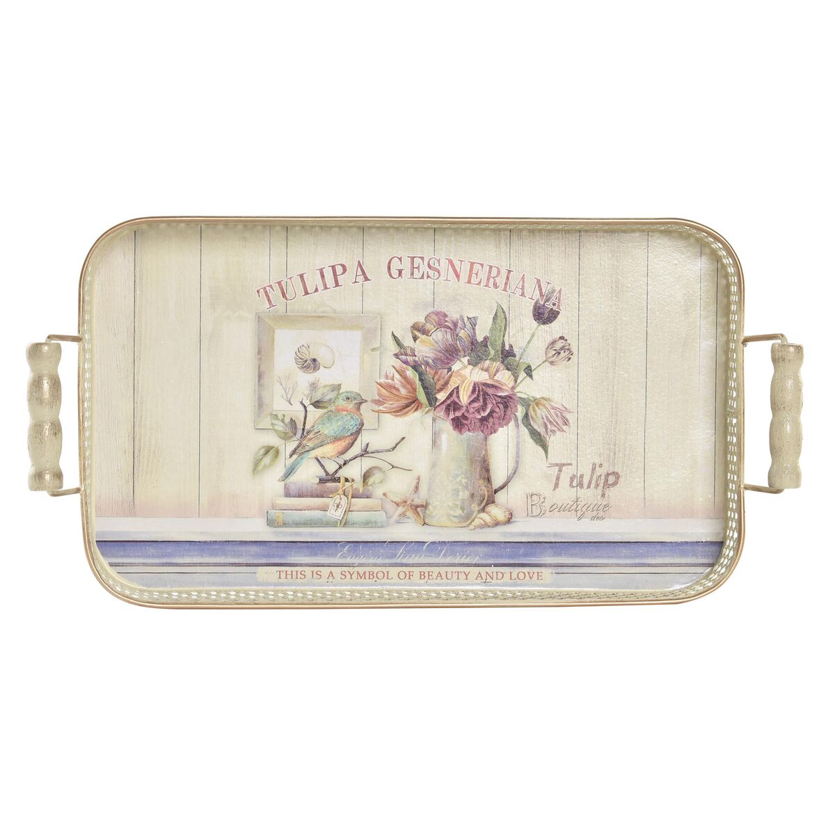 Sett med brett DKD Home Decor Metall (40 x 21 x 8 cm)