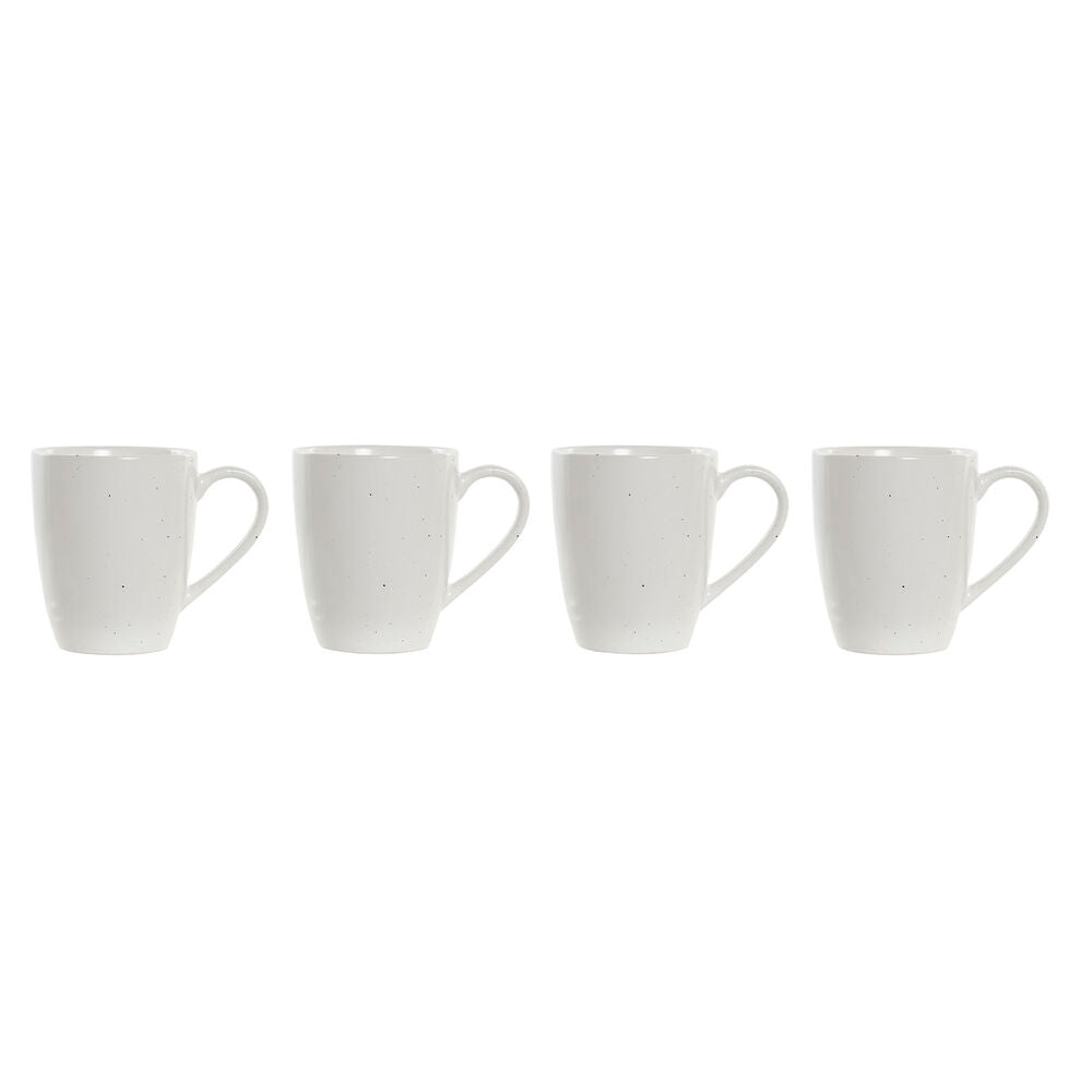4 Delers krussett DKD Home Decor Naturell Gummitre Hvit Steintøy (300 ml)