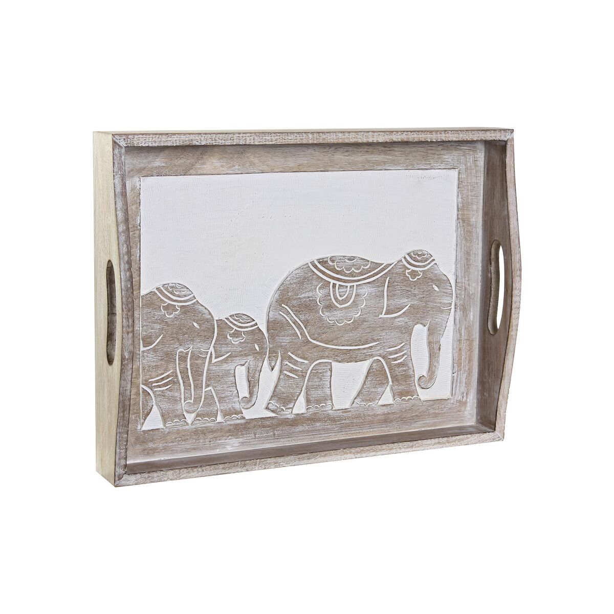 Snacksbrett DKD Home Decor Gravering Elefant Brun Indianer (40,5 x 30,5 x 7 cm)
