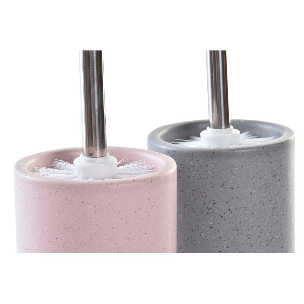 Dobørste DKD Home Decor Urban Sølv Grå Aluminium Lyse Rosa (9,8 x 9,8 x 39 cm) (2 enheter)