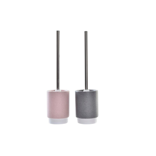 Dobørste DKD Home Decor Urban Sølv Grå Aluminium Lyse Rosa (9,8 x 9,8 x 39 cm) (2 enheter)