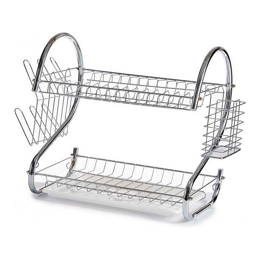Dreneringsstativ for kjøkkenvask Sølv Hvit Metall polypropylen (25 x 38 x 50 cm)