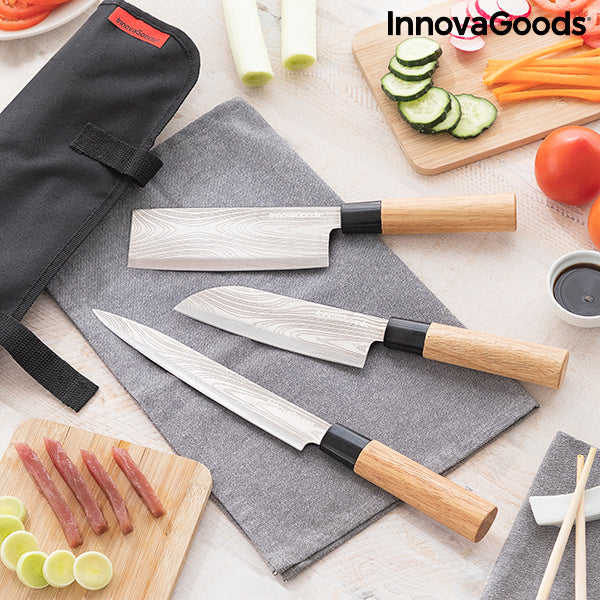Sett med japanske kniver med profesjonell bæreveske Damas·Q InnovaGoods