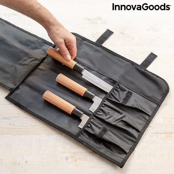 Sett med japanske kniver med profesjonell bæreveske Damas·Q InnovaGoods
