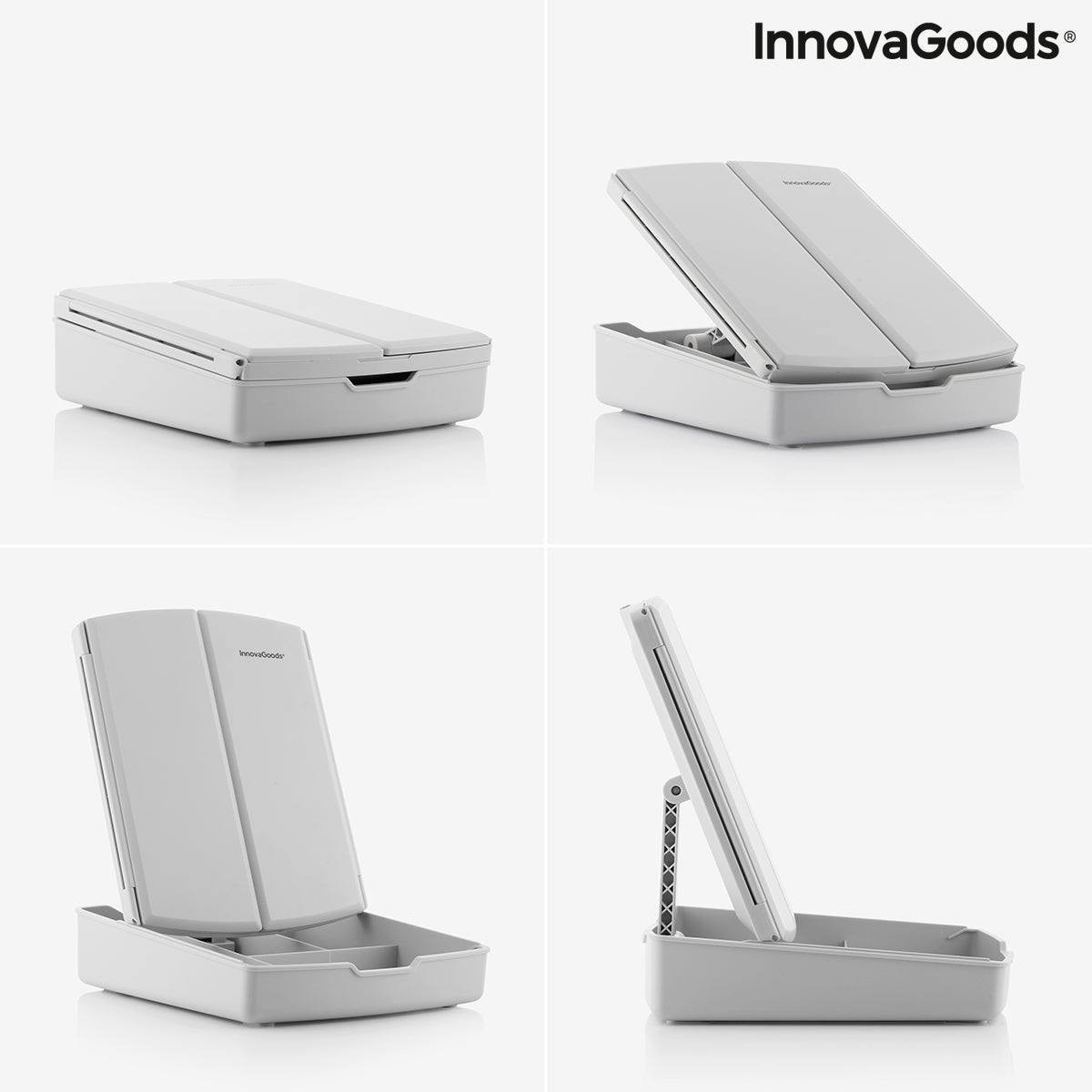 3-i-1 sammenleggbar LED-speil med sminkeorganisering Panomir InnovaGoods