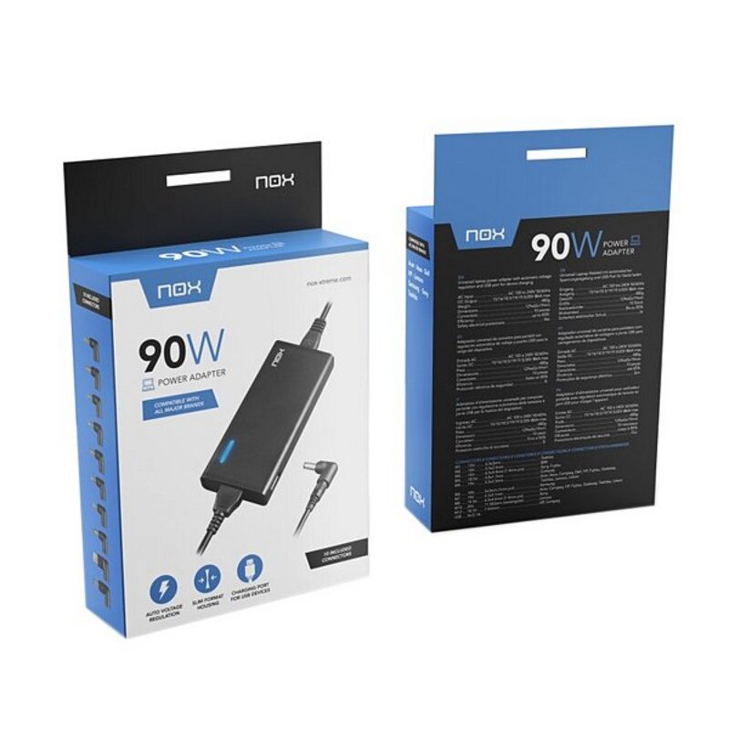 Lader til Bærbar Datamaskin NOX NXPWR 10 Kontakter Svart