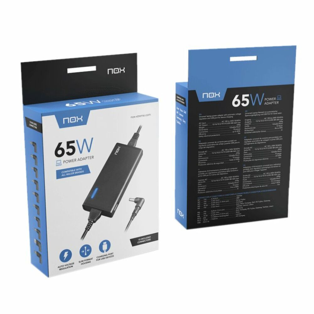 Lader til Bærbar Datamaskin NOX NXPWR65NB Svart 65W