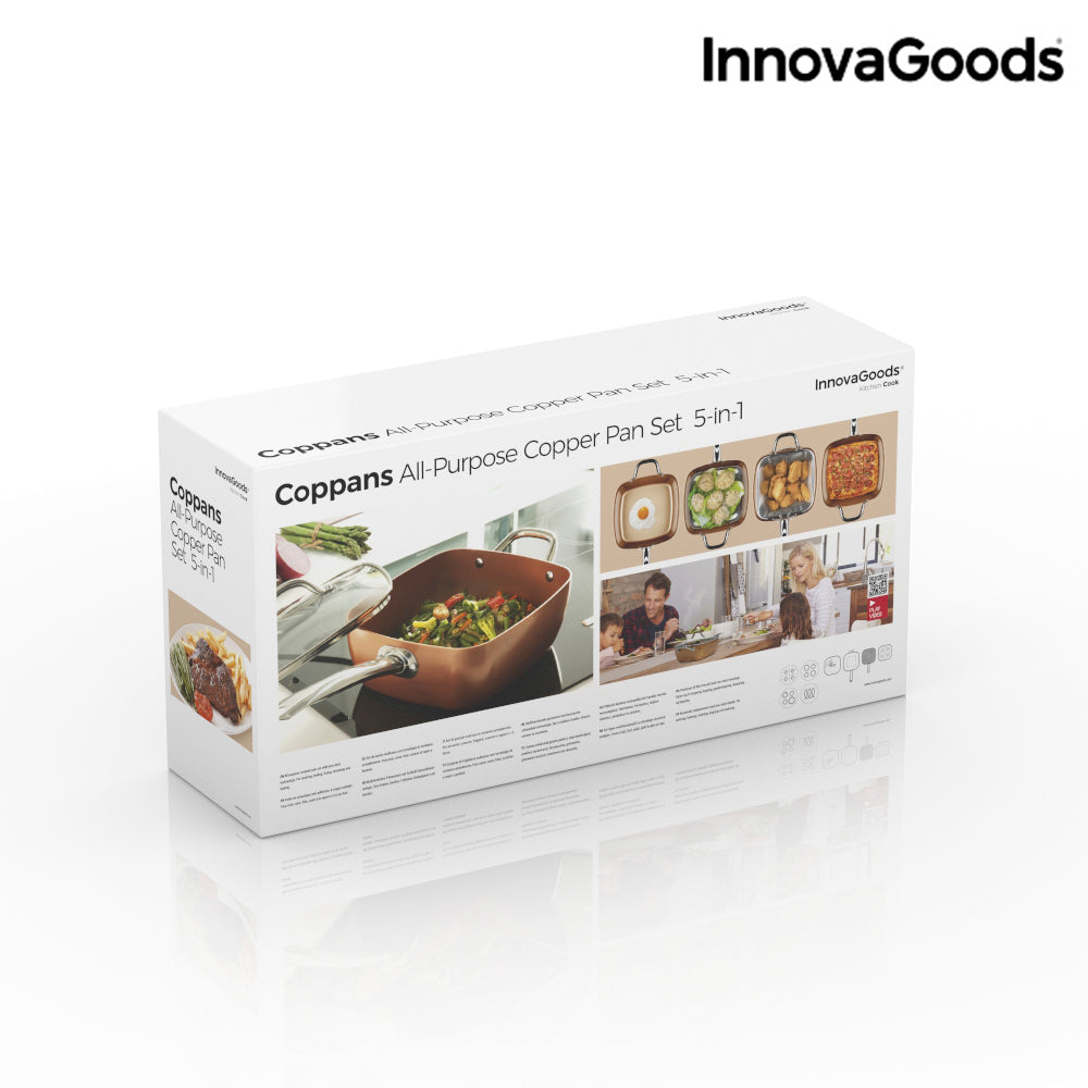 Copper 5-i-1 Flerbruks Keramikkpannesett Coppans InnovaGoods 4 Deler
