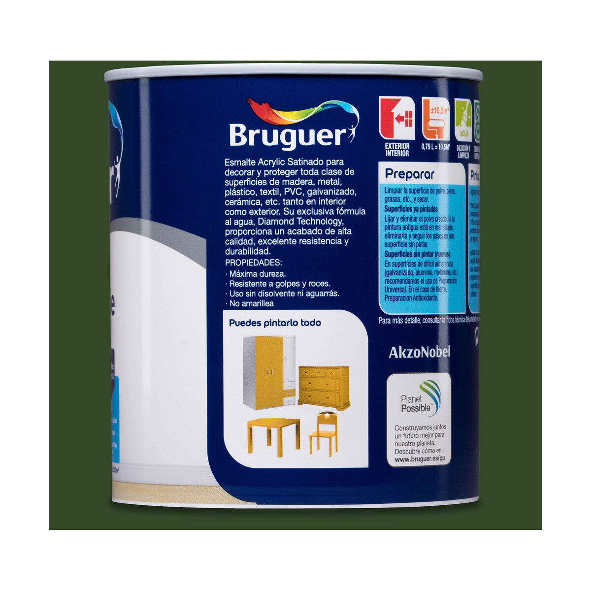 Akrylpolering Bruguer 5057506 Galicia Green 750 ml Satinfinish