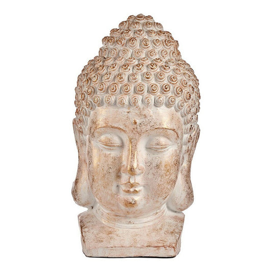Dekorativ hagefigur Buddha Hode Hvit/Gull Polyresin (35 x 65,5 x 38 cm)