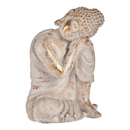 Dekorativ hagefigur Buddha Hvit/Gull Polyresin (28,5 x 43,5 x 37 cm)