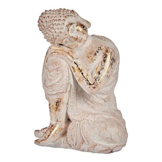 Dekorativ hagefigur Buddha Hvit/Gull Polyresin (23 x 33 x 26 cm)